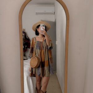 Vestido de cuadros amplio